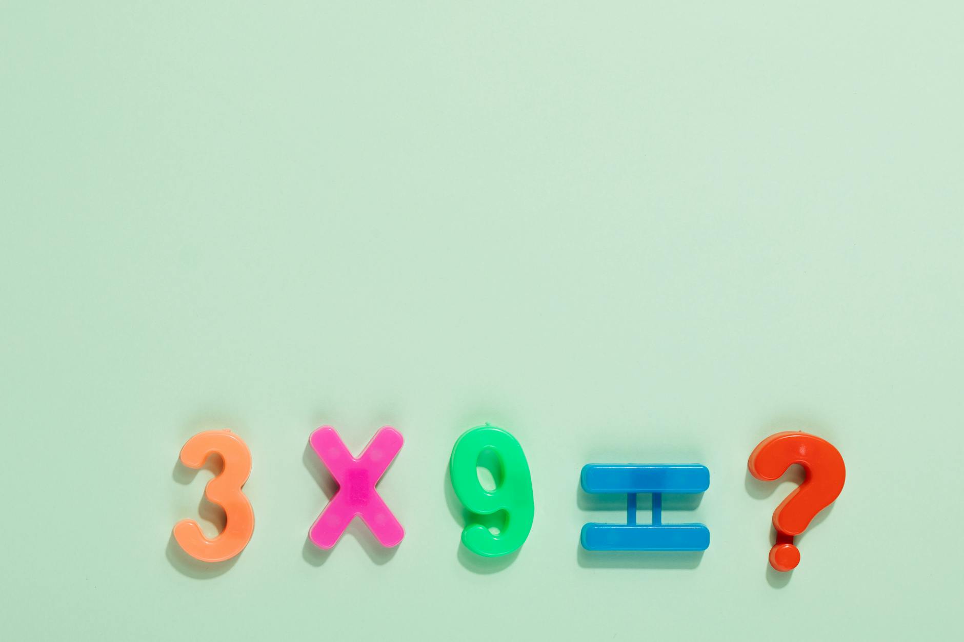 a set of numbers with multiplication sign on a surface